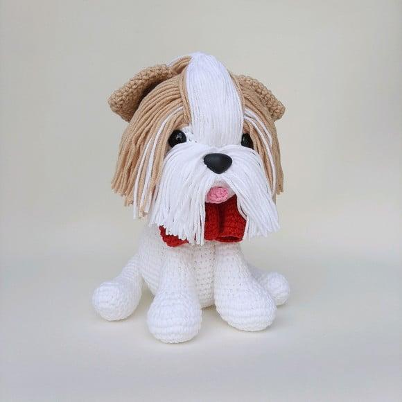 Shihtzu Cãozinho de Crochê Amigurumi