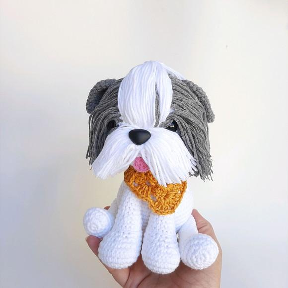 Shihtzu Cãozinho de Crochê Amigurumi