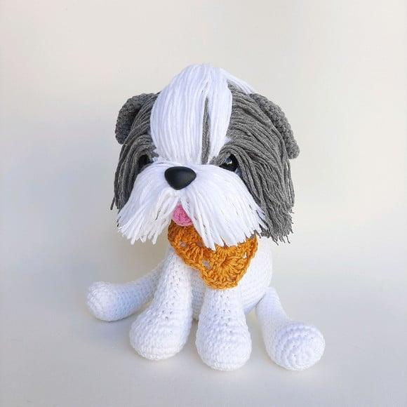 Shihtzu Cãozinho de Crochê Amigurumi
