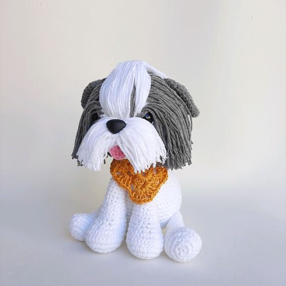 Shihtzu Cãozinho de Crochê Amigurumi