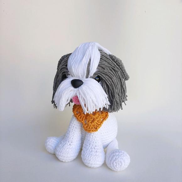 Shihtzu Cãozinho de Crochê Amigurumi