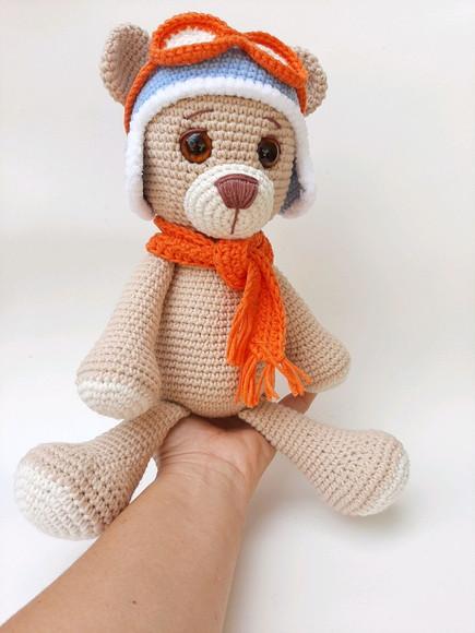 Ursinho Aviador de Crochê Amigurumi
