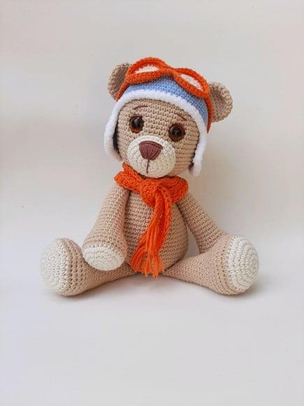 Ursinho Aviador de Crochê Amigurumi