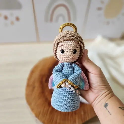 Anjinho da Guarda Arco-íris de Crochê Amigurumi