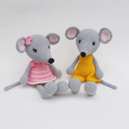 Casal de Ratinhos Amigurumi de crochê