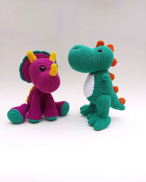 Dupla Dinossauro de Crochê Amigurumi