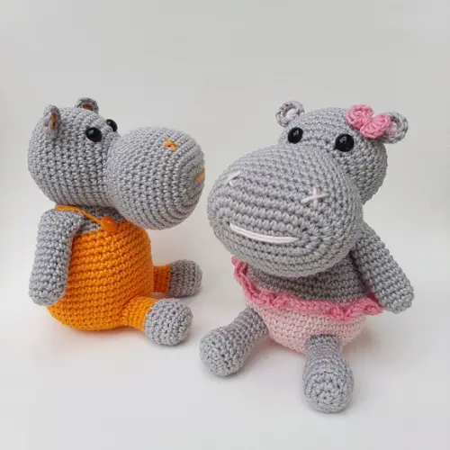 Dupla de Hipopótamos Amigurumi Crochê