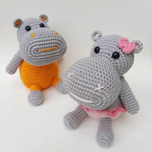 Dupla de Hipopótamos Amigurumi Crochê