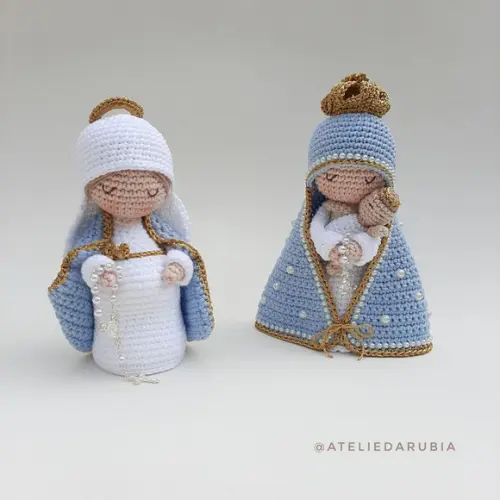 Dupla Nossa Senhora de Crochê Amigurumi Santinhas