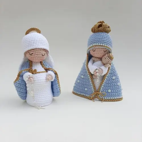 Dupla Nossa Senhora de Crochê Amigurumi Santinhas