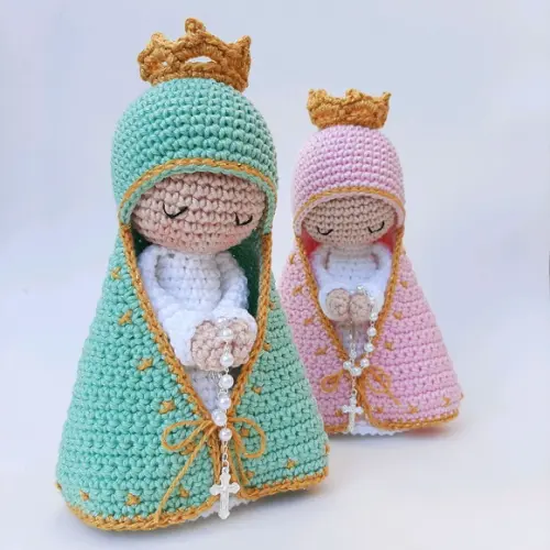 Dupla Nossa Senhora de Crochê Amigurumi Santinhas