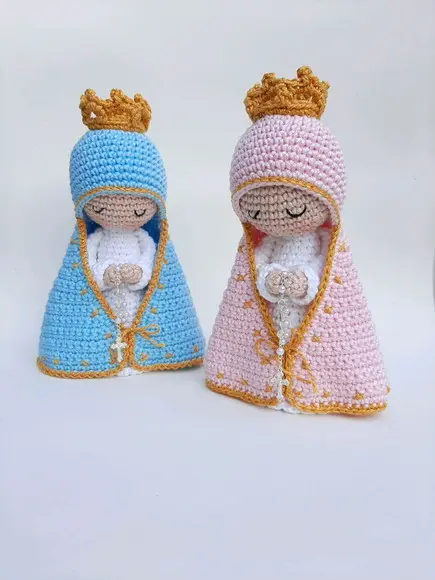 Dupla Nossa Senhora de Crochê Amigurumi Santinhas