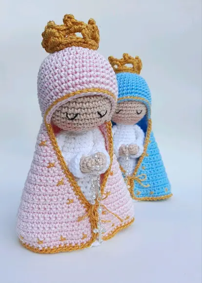 Dupla Nossa Senhora de Crochê Amigurumi Santinhas