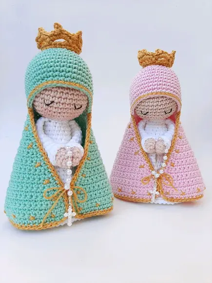 Dupla Nossa Senhora de Crochê Amigurumi Santinhas