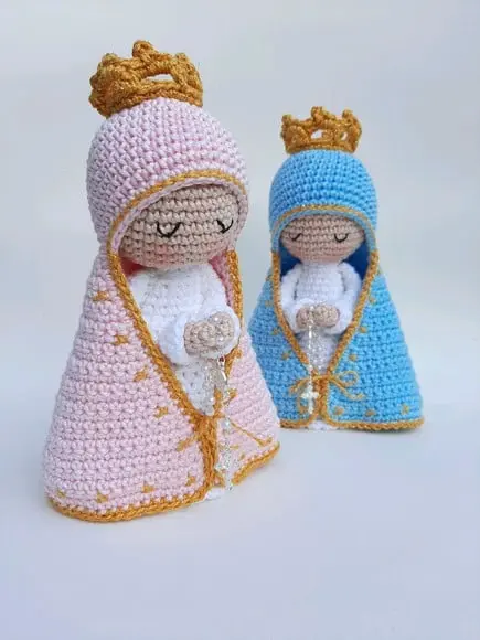 Dupla Nossa Senhora de Crochê Amigurumi Santinhas