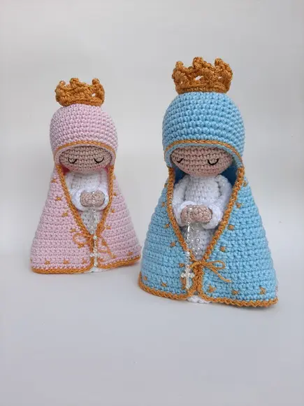 Dupla Nossa Senhora de Crochê Amigurumi Santinhas