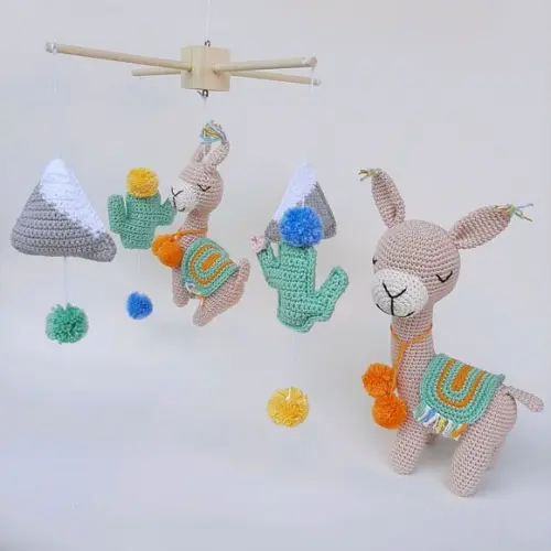 Kit Mobile lhama Crochê Amigurumi