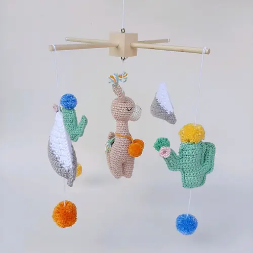 Kit Mobile lhama Crochê Amigurumi