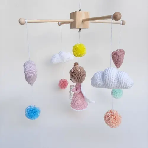 Mobile de Berço Anjinha Amigurumi Crochê