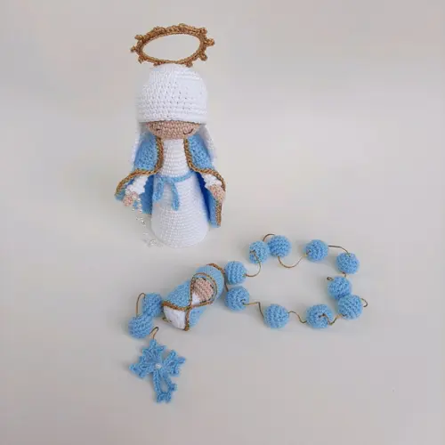 Nossa Senhora das Graças + Terço Crochê - Amigurumi