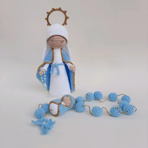 Nossa Senhora das Graças + Terço Crochê - Amigurumi