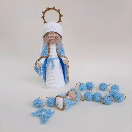 Nossa Senhora das Graças + Terço Crochê - Amigurumi