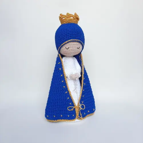 Nossa Senhora de Crochê Alongada Amigurumi Santinha