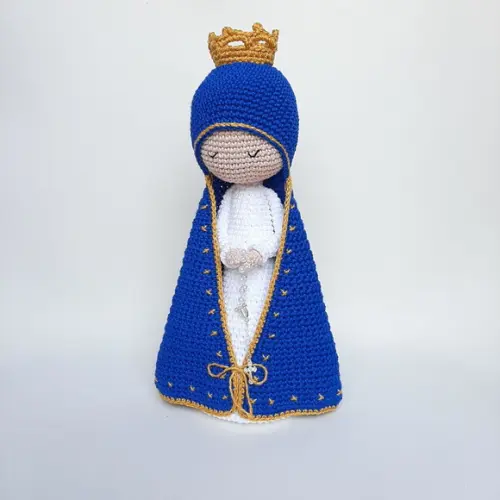 Nossa Senhora de Crochê Alongada Amigurumi Santinha
