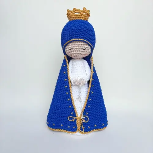 Nossa Senhora de Crochê Alongada Amigurumi Santinha