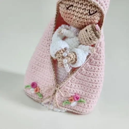 Nossa Senhora e Bebê Crochê Amigurumi