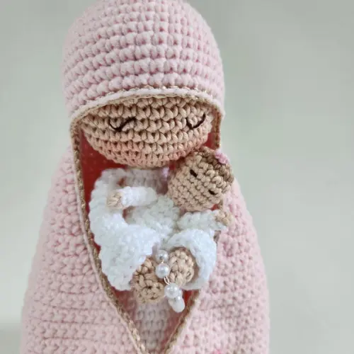Nossa Senhora e Bebê Crochê Amigurumi