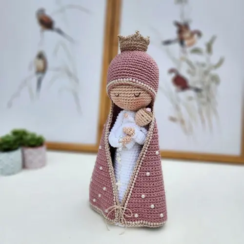 Nossa Senhora e Bebê Crochê Amigurumi