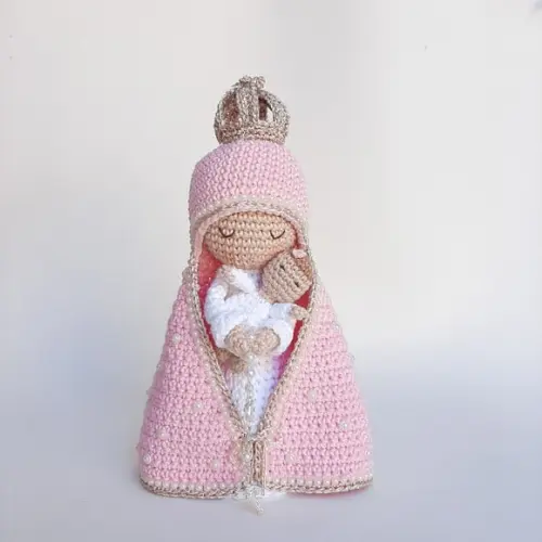 Nossa Senhora e Bebê Crochê Amigurumi