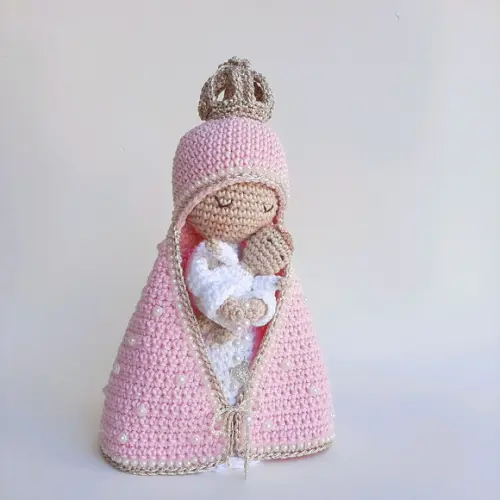 Nossa Senhora e Bebê Crochê Amigurumi