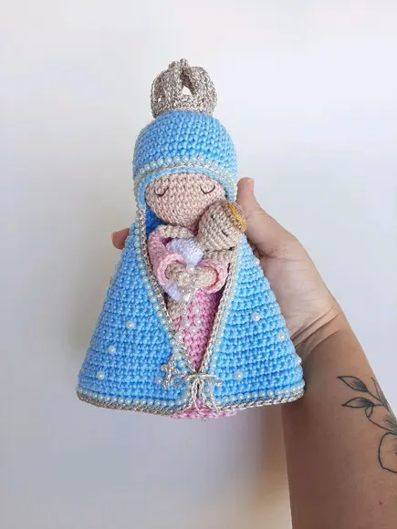 Nossa Senhora e Menino Jesus Crochê Amigurumi