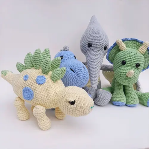 Quarteto Dinossauros de Crochê Amigurumi