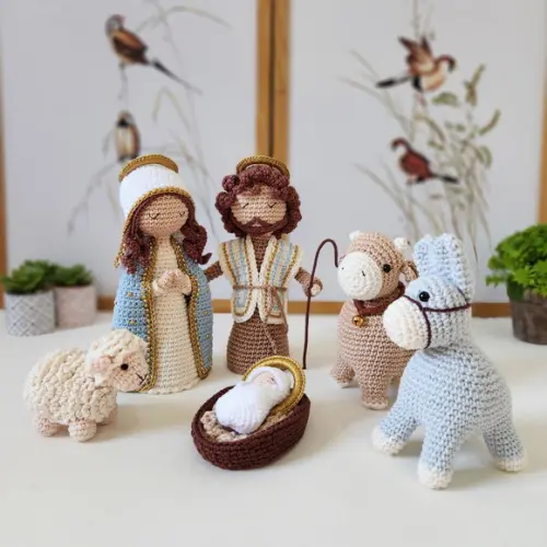 Presépio Sagrada Família Amigurumi Crochê