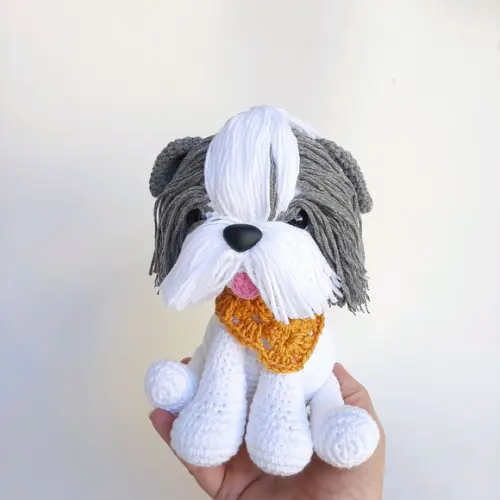 Shihtzu Cãozinho de Crochê Amigurumi