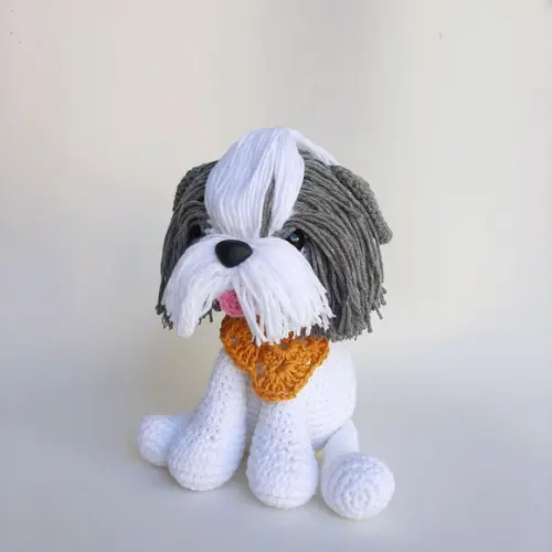 Shihtzu Cãozinho de Crochê Amigurumi