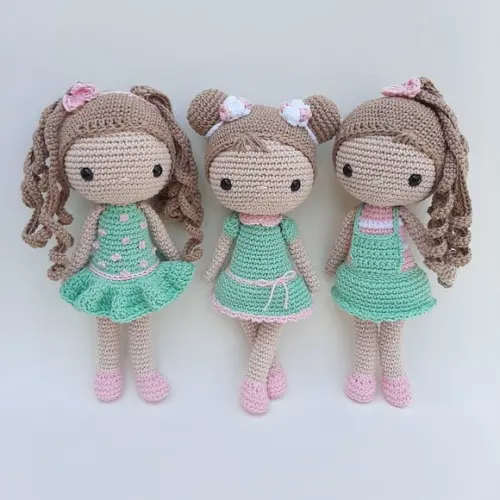 Trio Bonecas de Crochê Amigurumi