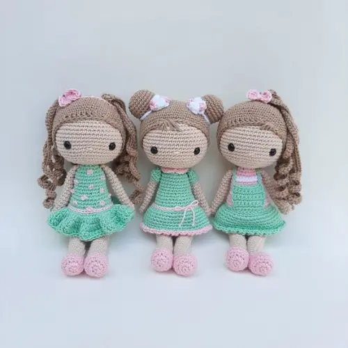 Trio Bonecas de Crochê Amigurumi