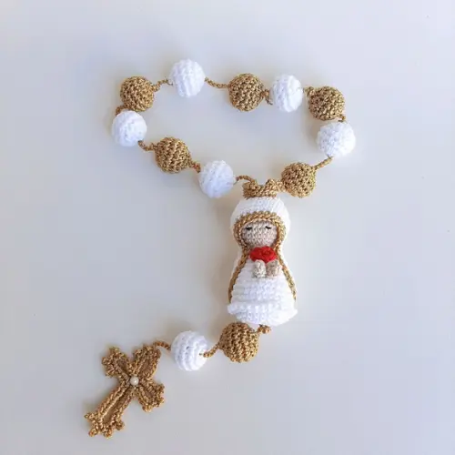 Terço De Crochê Nossa Senhora de Fátima
