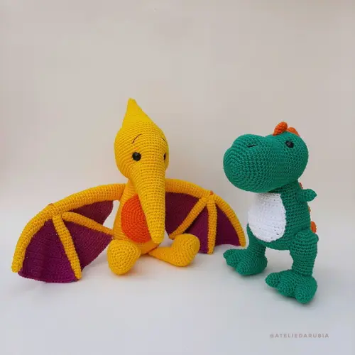 Trio Dinossauros de Crochê Amigurumi