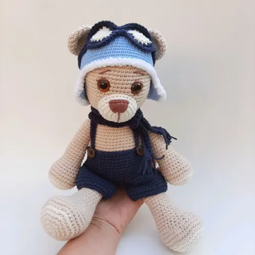 Ursinho Aviador de Crochê Amigurumi