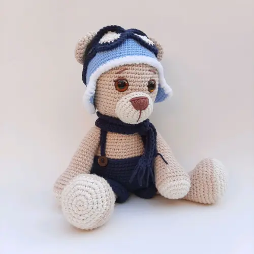 Ursinho Aviador de Crochê Amigurumi