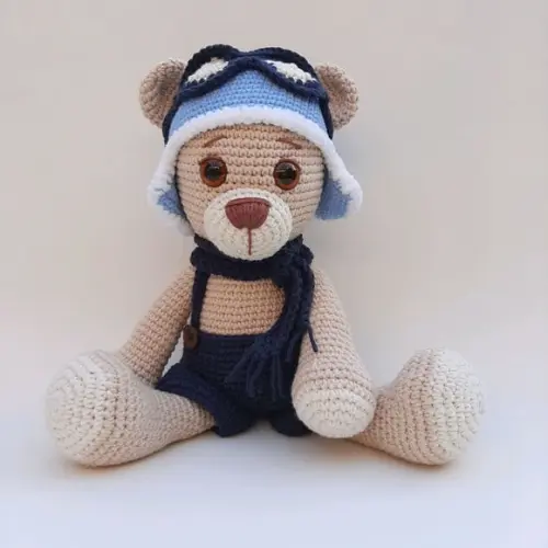 Ursinho Aviador de Crochê Amigurumi