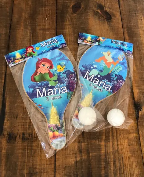 Pequena Sereia Ariel, Rei Tritão, Kit Raquetes. Envio Rápido