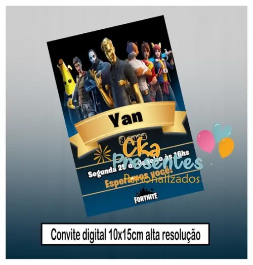 Convite Digital, Tema Fortnite