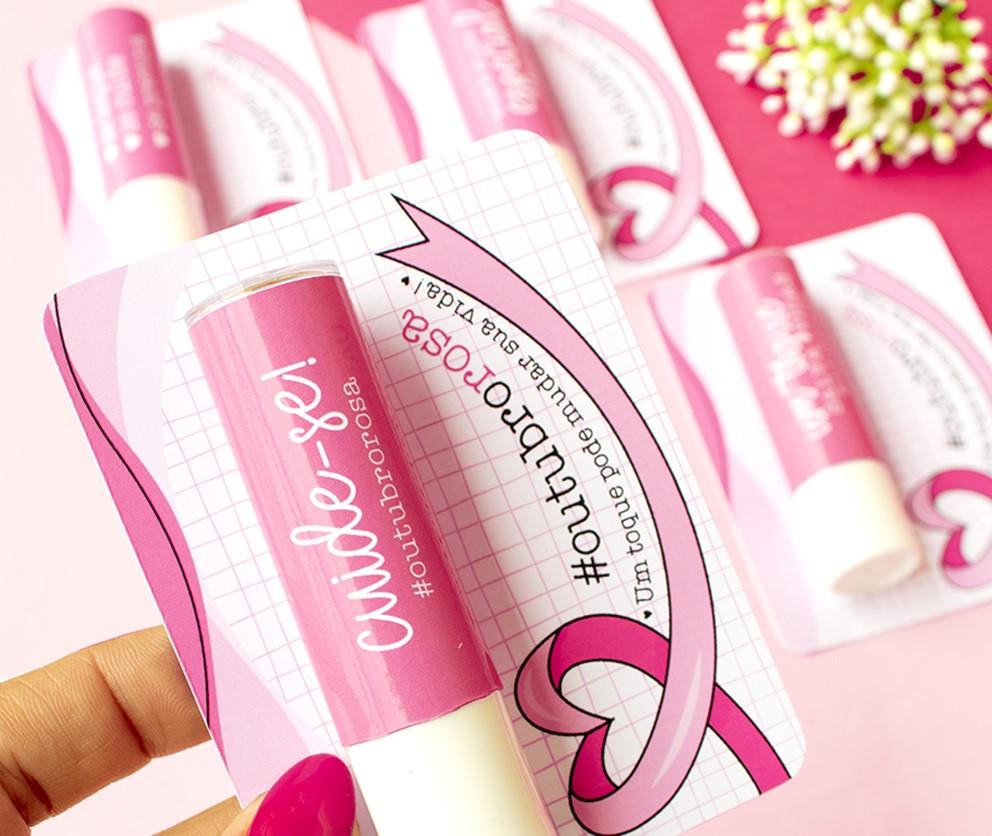 30 Manteigas de Cacau com Card Outubro Rosa