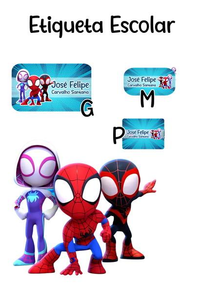 Etiqueta Escolar Spidey Homem Aranha - Kit 2
